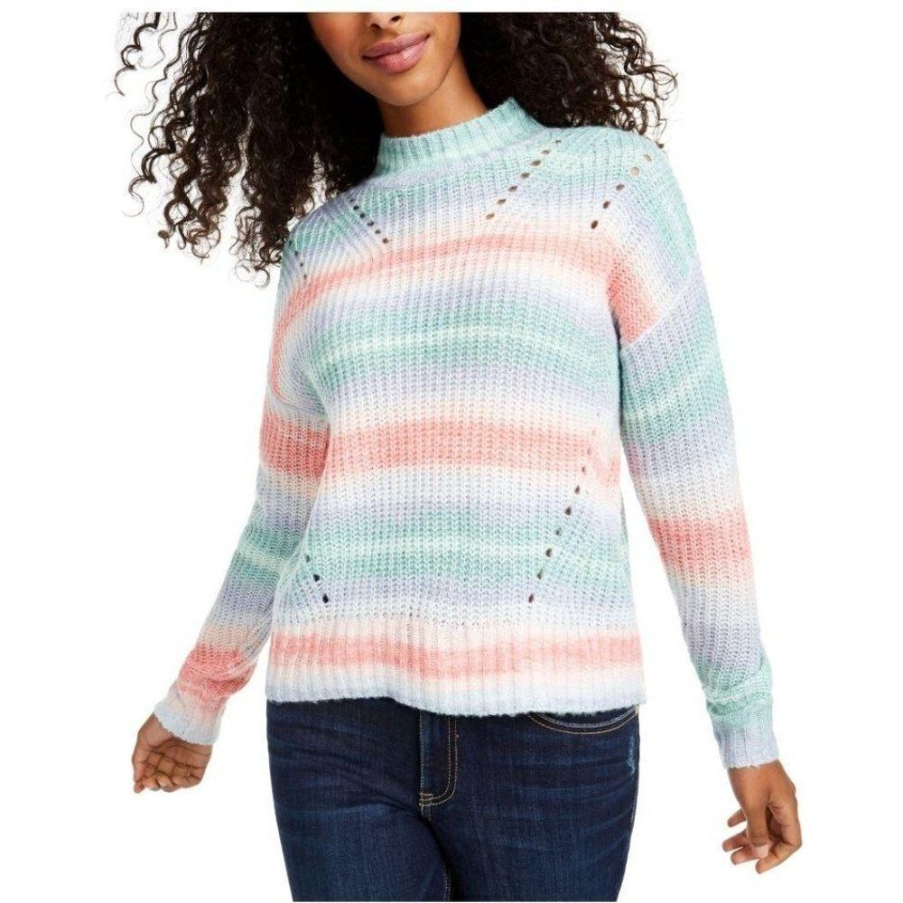 Hooked up Knitted Striped Turtle Neck Sweater